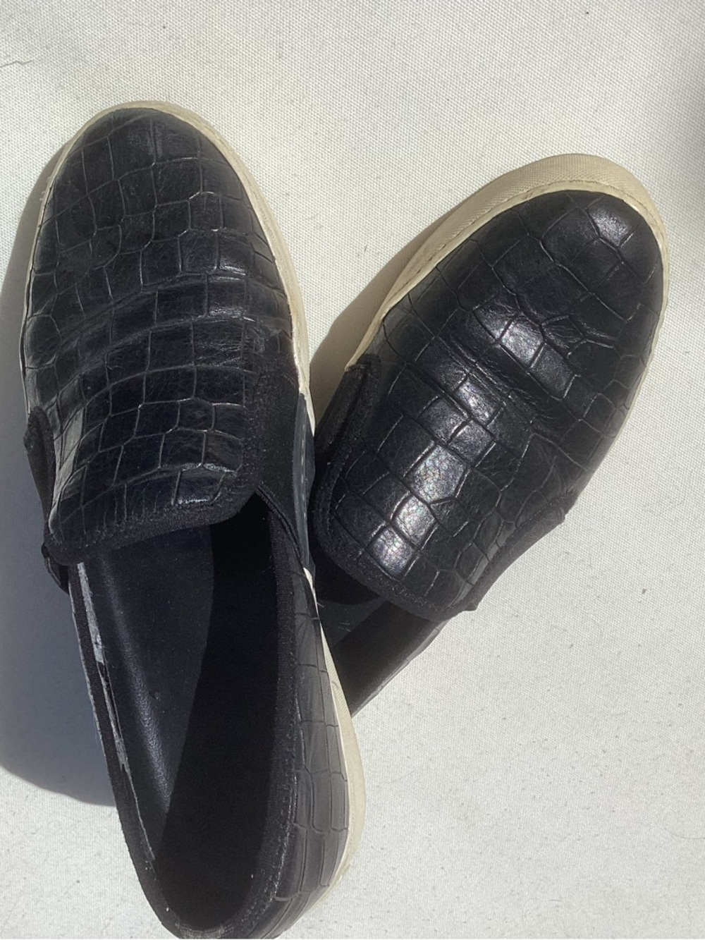 1 State Black Croc-Embossed Slip-On Sneakers
